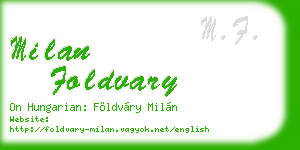 milan foldvary business card